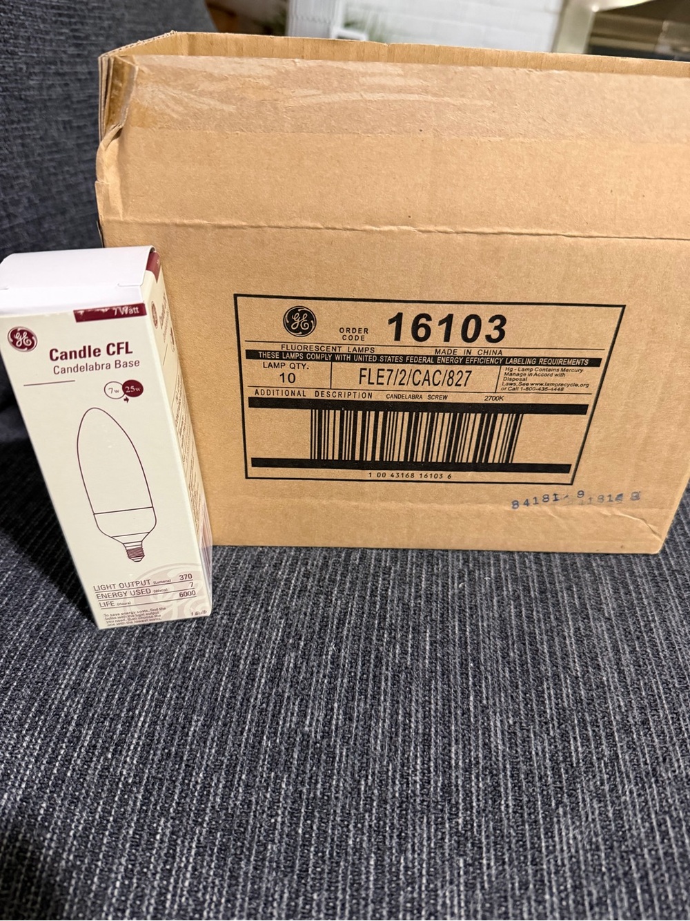GE 16103 7W CFL Candle Candelabra E12 2700K 370LM 25W Equivalent 10-Pack NOS